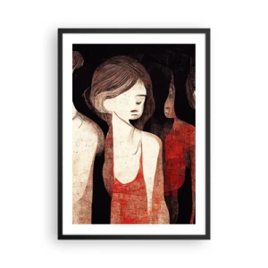 Plakat w czarnej ramie - Abstrakcyjna ilustracja postaci w czerwieni i czerni - 50x70cm - Madonny z ciemności - Nowoczesna dekoracja ścienna do salonu i sypialni ARTTOR