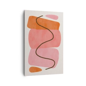 Obraz na płótnie - Abstrakcyjne kształty w różowych i pomarańczowych odcieniach - 80x120cm - łagodny ruch form - Nowoczesna dekoracja ścienna do salonu i sypialni ARTTOR