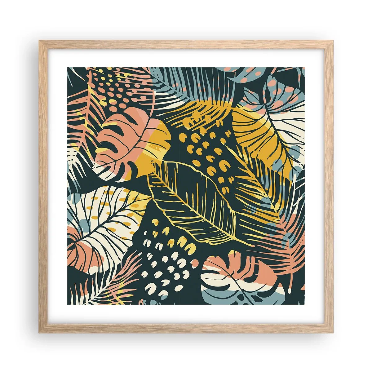 Plakat w ramie jasny dąb - Liściasta fantazja - 50x50 cm