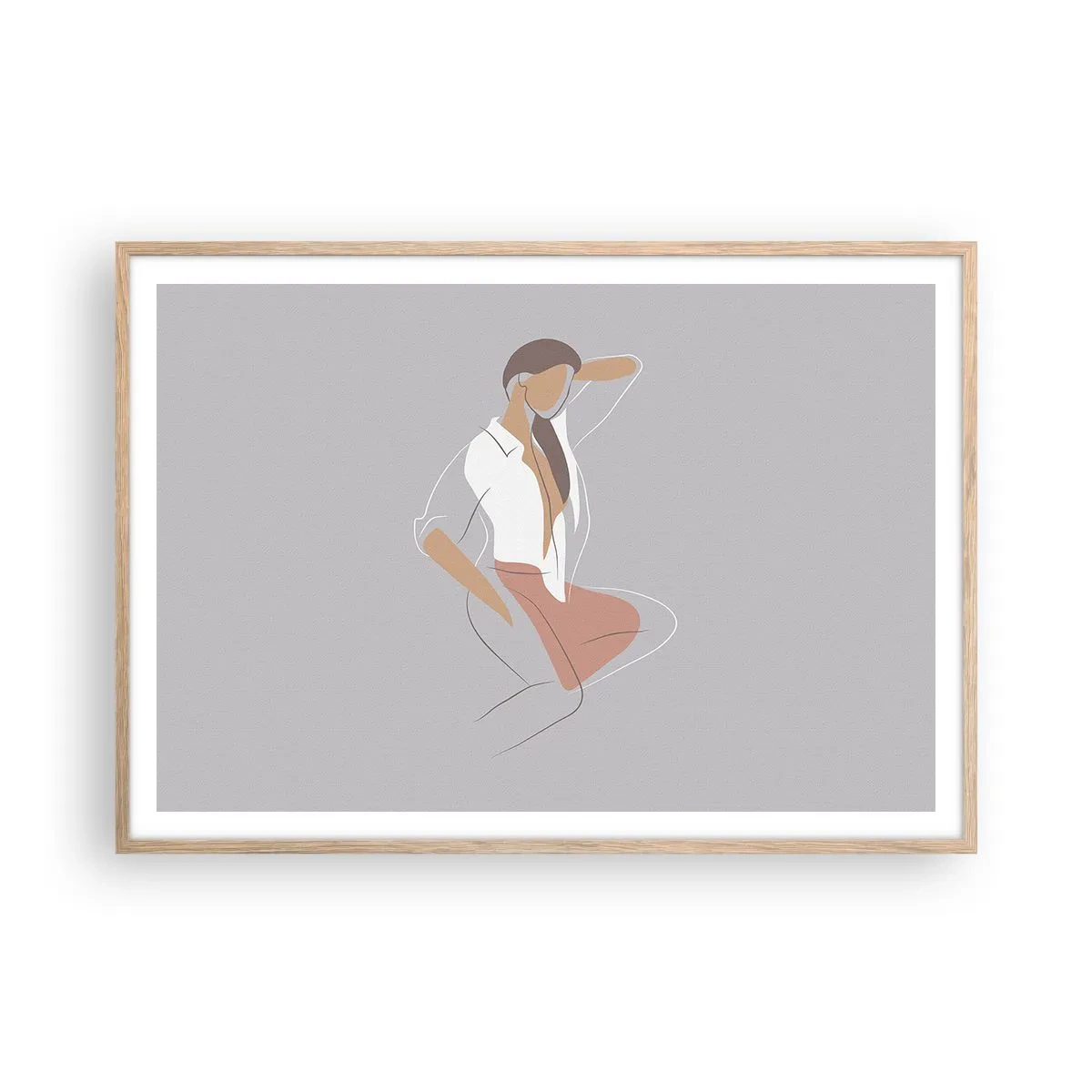 Plakat w ramie jasny dąb - Zarys wdzięku - 100x70 cm