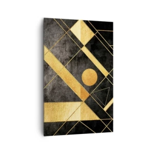 Obraz na płótnie - Geometryczne kształty w złotych i czarnych tonacjach - 80x120cm - Słońce pustyni - Nowoczesna dekoracja ścienna do salonu i sypialni ARTTOR