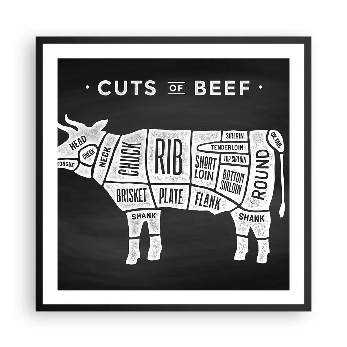 Plakat w czarnej ramie - Elementarz masarza - 60x60 cm