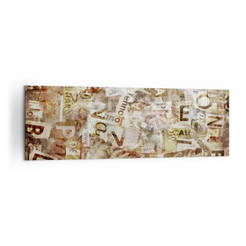 Obraz na płótnie - Abstrakcyjna kompozycja z literami i wycinkami tekstu - 160x50cm - Zjednoliterzam paplomanię - Nowoczesna dekoracja ścienna do salonu i sypialni ARTTOR
