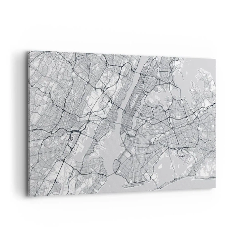 Obraz na płótnie - Mapa miasta w minimalistycznym stylu na szarym tle - 120x80cm - Anatomia metropolii - Nowoczesna dekoracja ścienna do salonu, kuchni i sypialni ARTTOR