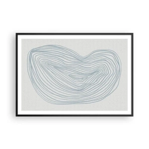 Plakat w czarnej ramie - Abstrakcyjny motyw fal w delikatnym błękicie - 100x70cm - Uśmiech kropli - Nowoczesna dekoracja ścienna do salonu i sypialni ARTTOR