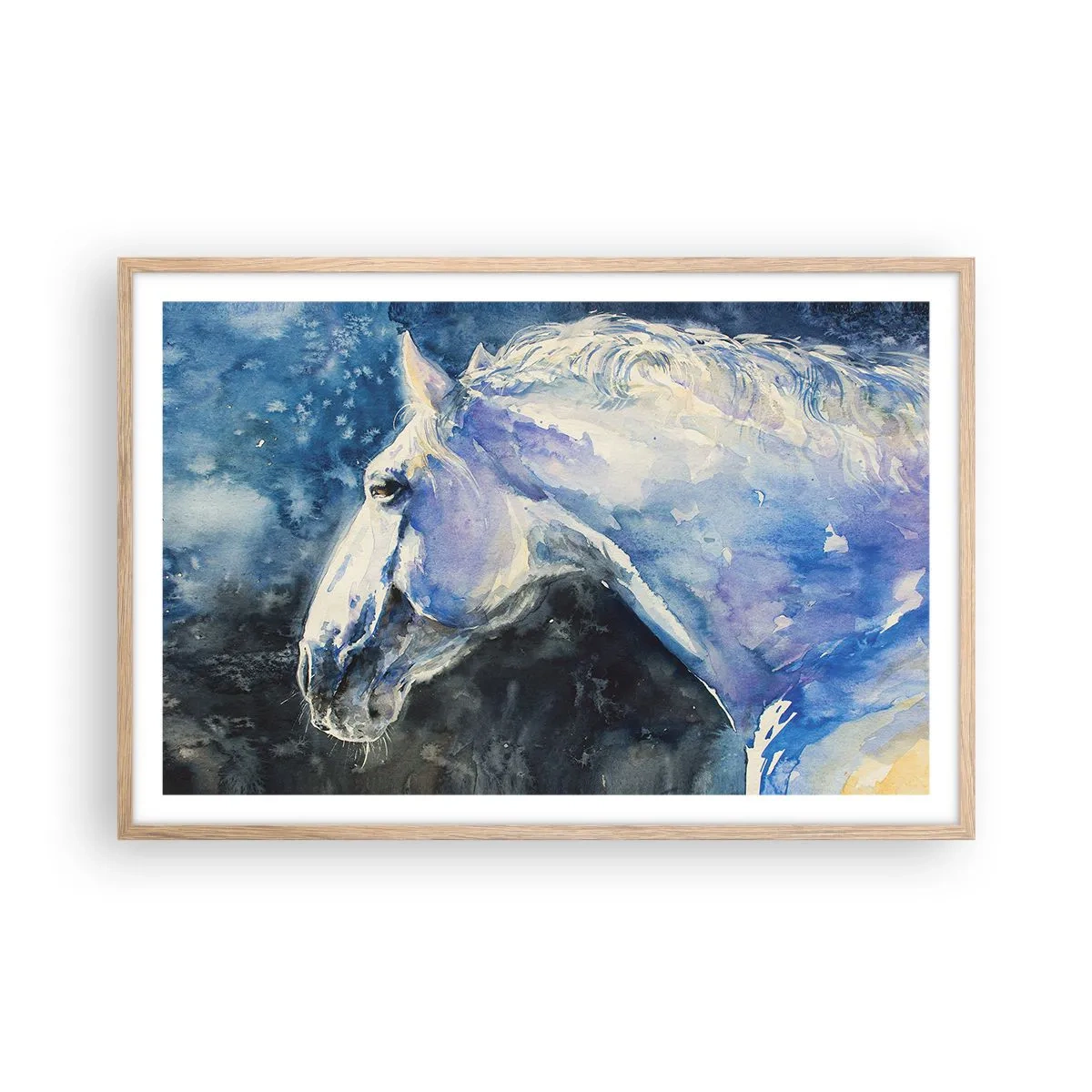 Plakat w ramie jasny dąb - Portret w błękitnej poświacie - 91x61 cm