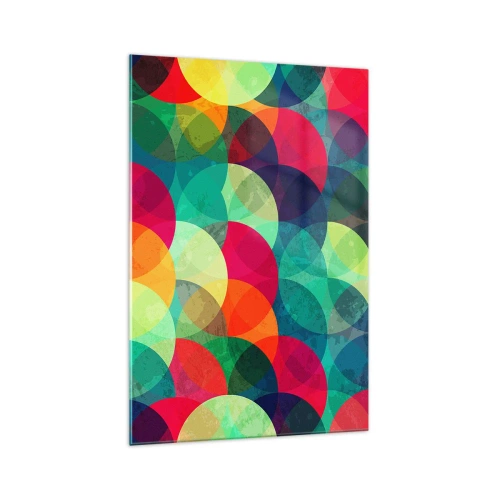 Obraz na szkle - Kolorowe geometryczne wzory złożone z kół i półkoli - 70x100cm - Wtęczowstąpienie - Nowoczesna dekoracja ścienna do salonu i sypialni ARTTOR