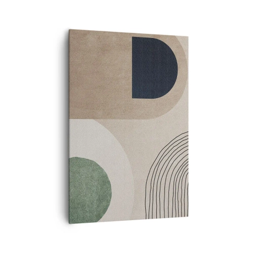 Obraz na płótnie - Geometryczne kształty w odcieniach beżu i zieleni - 70x100cm - Łagodność owalu - Nowoczesna dekoracja ścienna do salonu i sypialni ARTTOR