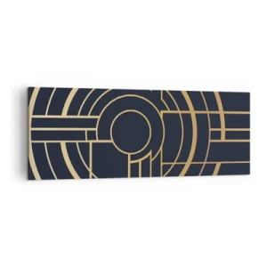 Obraz na płótnie - Geometryczny wzór z liniami w złotym kolorze - 140x50cm - Obroty rzeczy - Nowoczesna dekoracja ścienna do salonu i sypialni ARTTOR