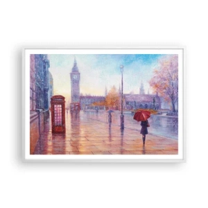 Plakat w białej ramie - Londyński jesienny dzień - 100x70 cm