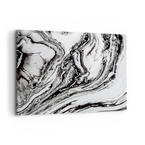 Obraz na płótnie - Abstrakcyjny marmurkowy wzór w czerni i bieli - 120x80cm - Na poczatku był chaos - Nowoczesna dekoracja ścienna do salonu, kuchni i sypialni ARTTOR