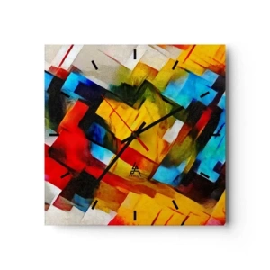 Zegar ścienny - Różnobarwny przekładaniec - 40x40 cm