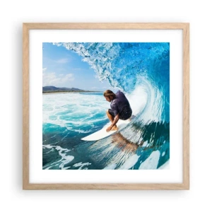 Plakat w ramie jasny dąb - Tańczący z falami - 40x40 cm
