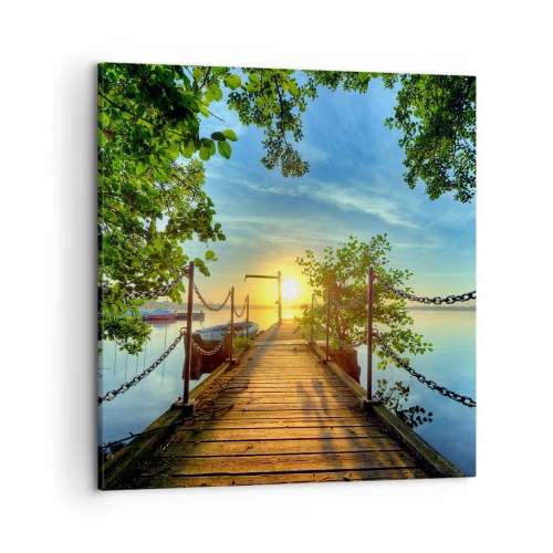 Obraz na płótnie - Zachód nad wodą - 50x50 cm