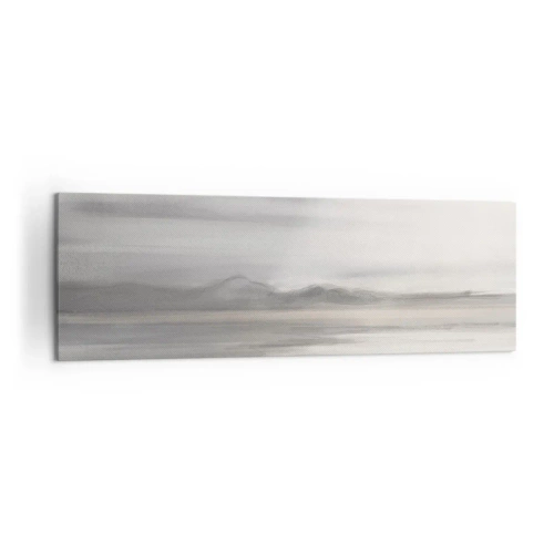 Obraz na płótnie - Subtelny pejzaż w odcieniach szarości i beżu - 160x50cm - Zamyślona dal - Nowoczesna dekoracja ścienna do salonu i sypialni ARTTOR