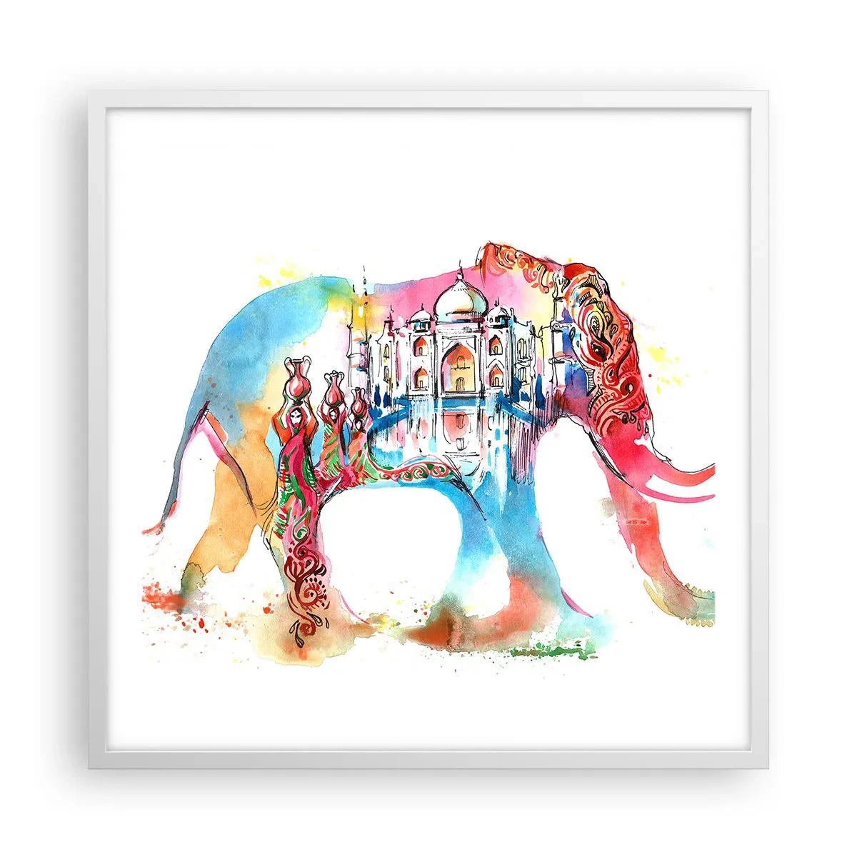 Plakat w białej ramie - Indie - aura miłości - 60x60 cm