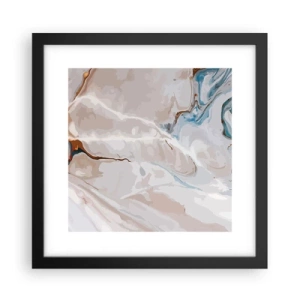 Plakat w czarnej ramie - Błękitne meandry pod bielą - 30x30 cm