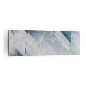 Obraz na płótnie - Abstrakcyjne linie w odcieniach szarości i błękitu - 160x50cm - Kompozycja przestrzenna – ruch szarości - Nowoczesna dekoracja ścienna do salonu i sypialni ARTTOR