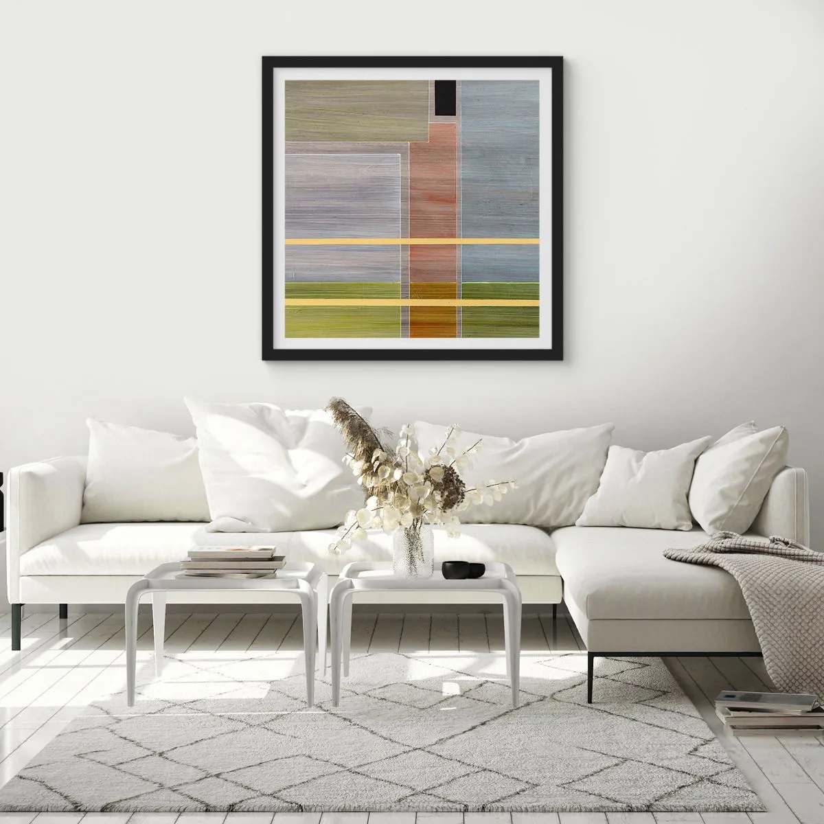 Plakat w czarnej ramie - Prosto i spokojnie - 50x50 cm