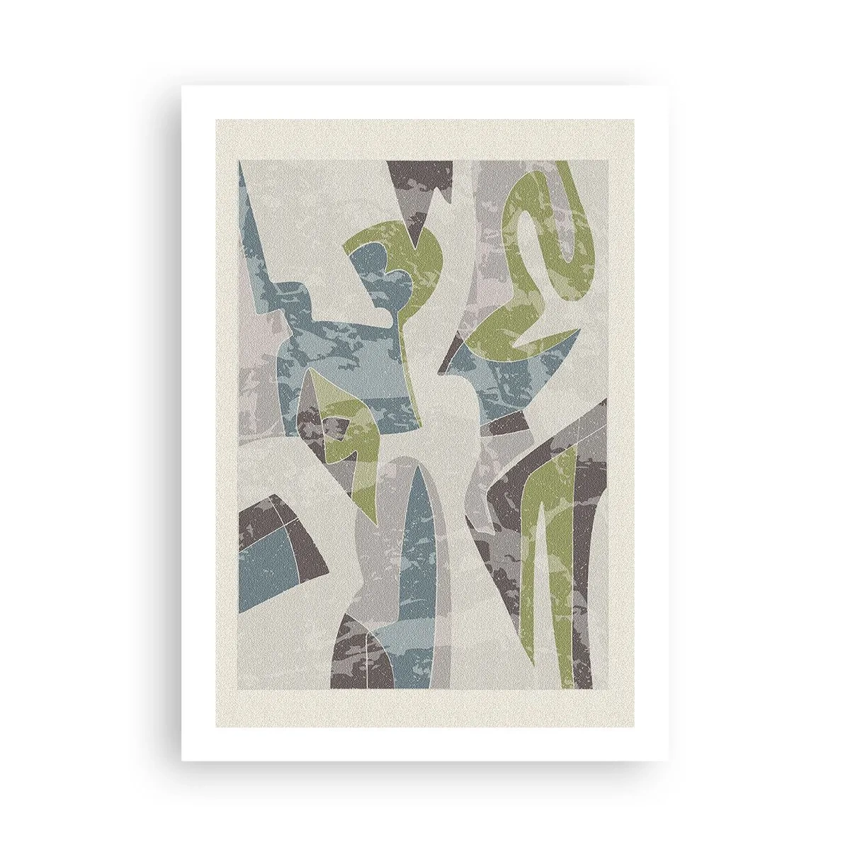 Plakat - Abstrakcyjne figury w odcieniach zieleni i błękitu - 50x70cm - Kompozycja za szybą - Nowoczesna dekoracja ścienna do salonu, kuchni i sypialni ARTTOR