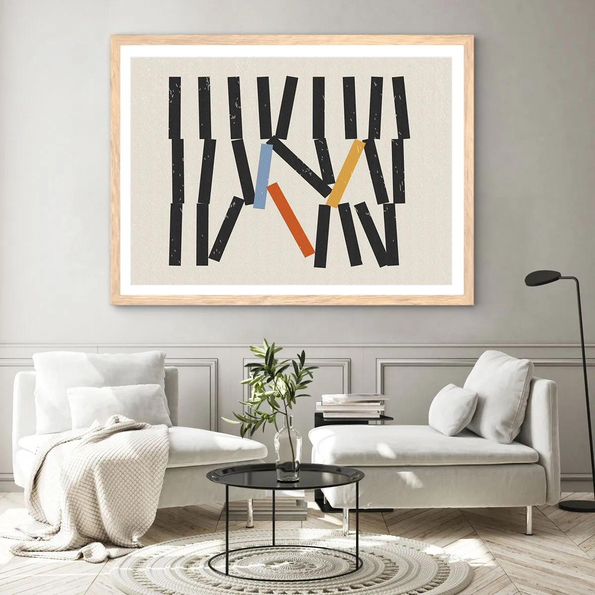 Plakat w ramie jasny dąb - Domino – kompozycja - 70x50 cm