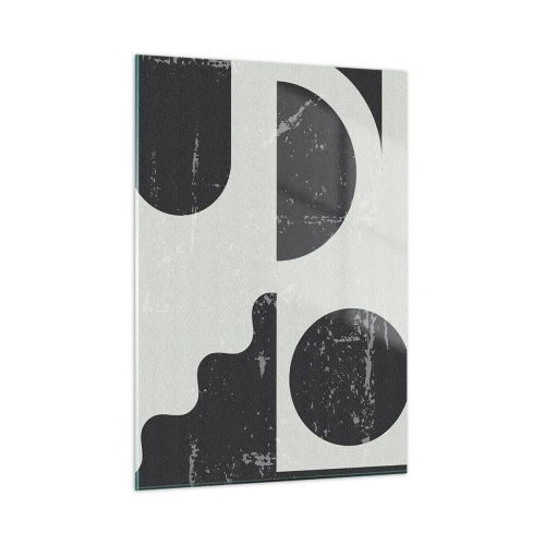 Obraz na szkle - Abstrakcyjna grafika geometryczna z przetarciami - 50x70cm - Kompozycja ponad i pod - Nowoczesna dekoracja ścienna do salonu, kuchni i sypialni ARTTOR