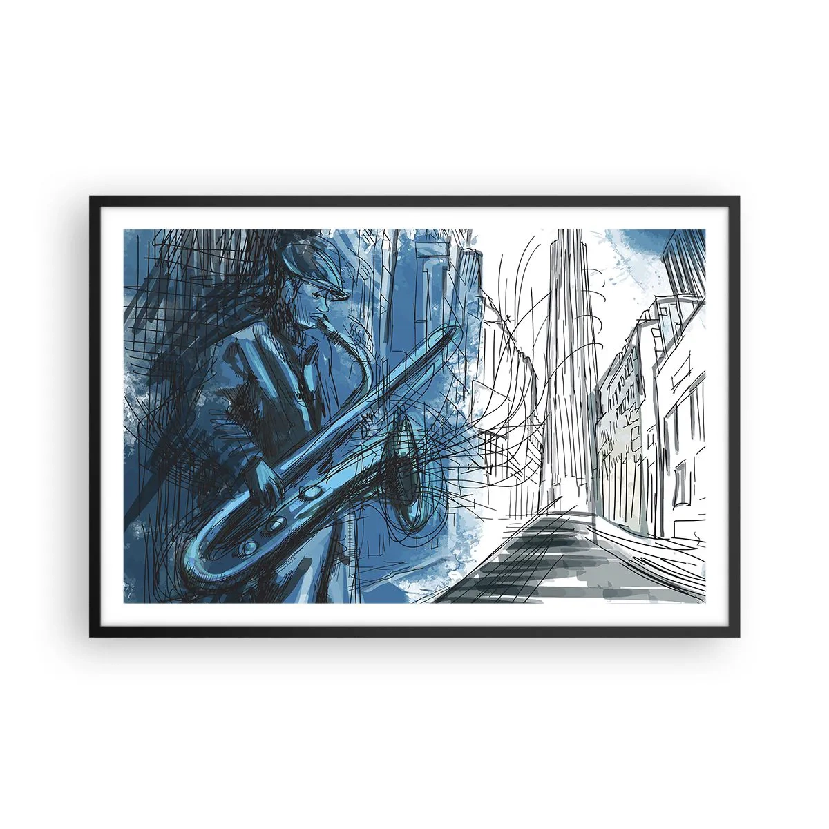 Plakat w czarnej ramie - Miejska rapsodia - 91x61 cm
