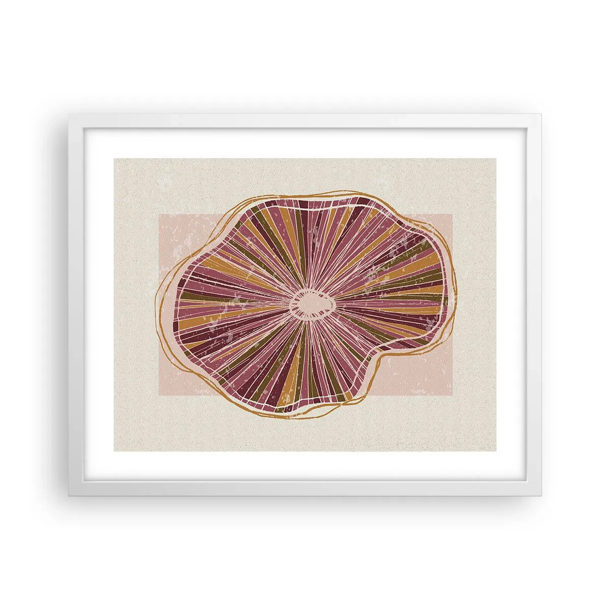 Plakat w białej ramie - Abstrakcja promienista - 50x40 cm