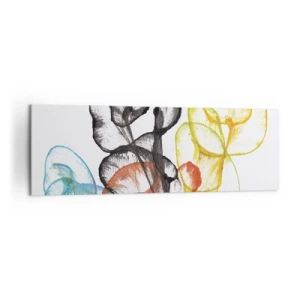 Obraz na płótnie - Kolorowe przezroczyste kwiaty na białym tle - 160x50cm - Kwiaty z duszą - Nowoczesna dekoracja ścienna do salonu i sypialni ARTTOR