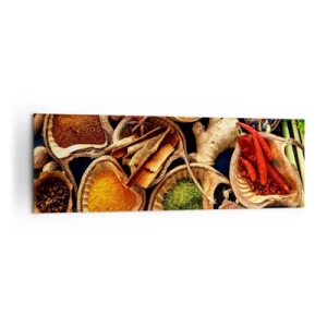 Obraz na płótnie - Miseczki z przyprawami w różnych kolorach - 160x50cm - Bierz, co chcesz - Nowoczesna dekoracja ścienna do salonu i sypialni ARTTOR