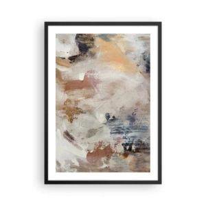 Plakat w czarnej ramie - Abstrakcyjna kompozycja w ciepłych, ziemistych barwach - 50x70cm - Abstrakcja zamglona - Nowoczesna dekoracja ścienna do salonu i sypialni ARTTOR