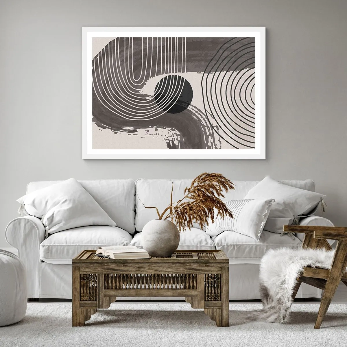 Plakat w białej ramie - Owal zwycięża - 60x60 cm