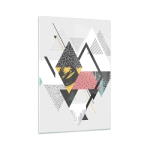 Obraz na szkle - Geometryczne wzory na jasnym tle - 70x100cm - Wariacja na trójkąt i romb - Nowoczesna dekoracja ścienna do salonu i sypialni ARTTOR