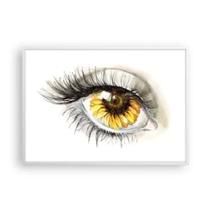 Plakat w białej ramie - Spojrzenie gorące jak lato - 100x70 cm