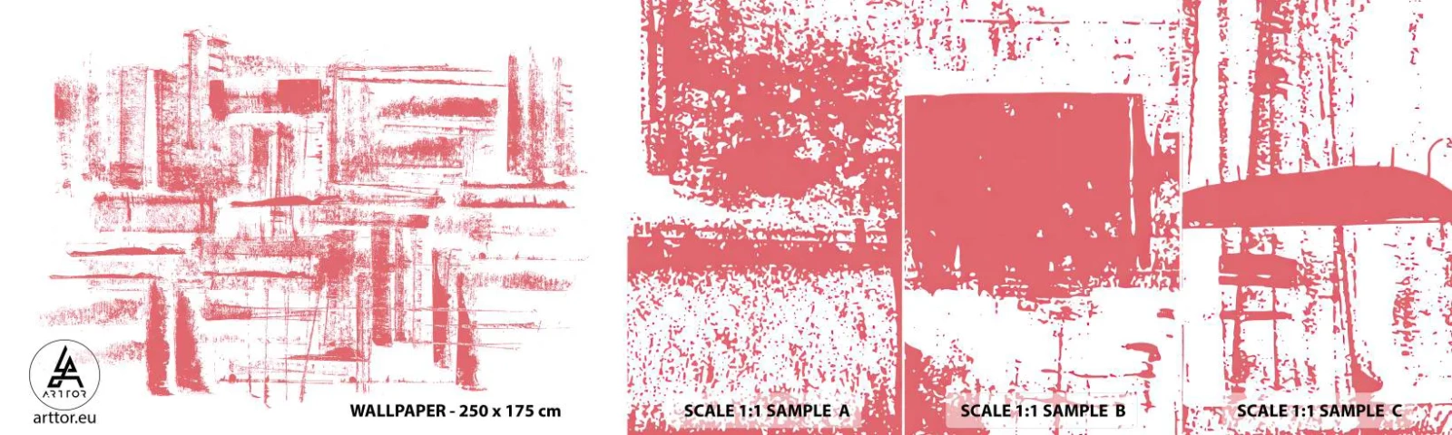 Fototapeta Próbka Samoprzylepna Deluxe Sticker - Czerwone miasto - Abstrakcja, Grafika, Malarstwo - 100x30 cm