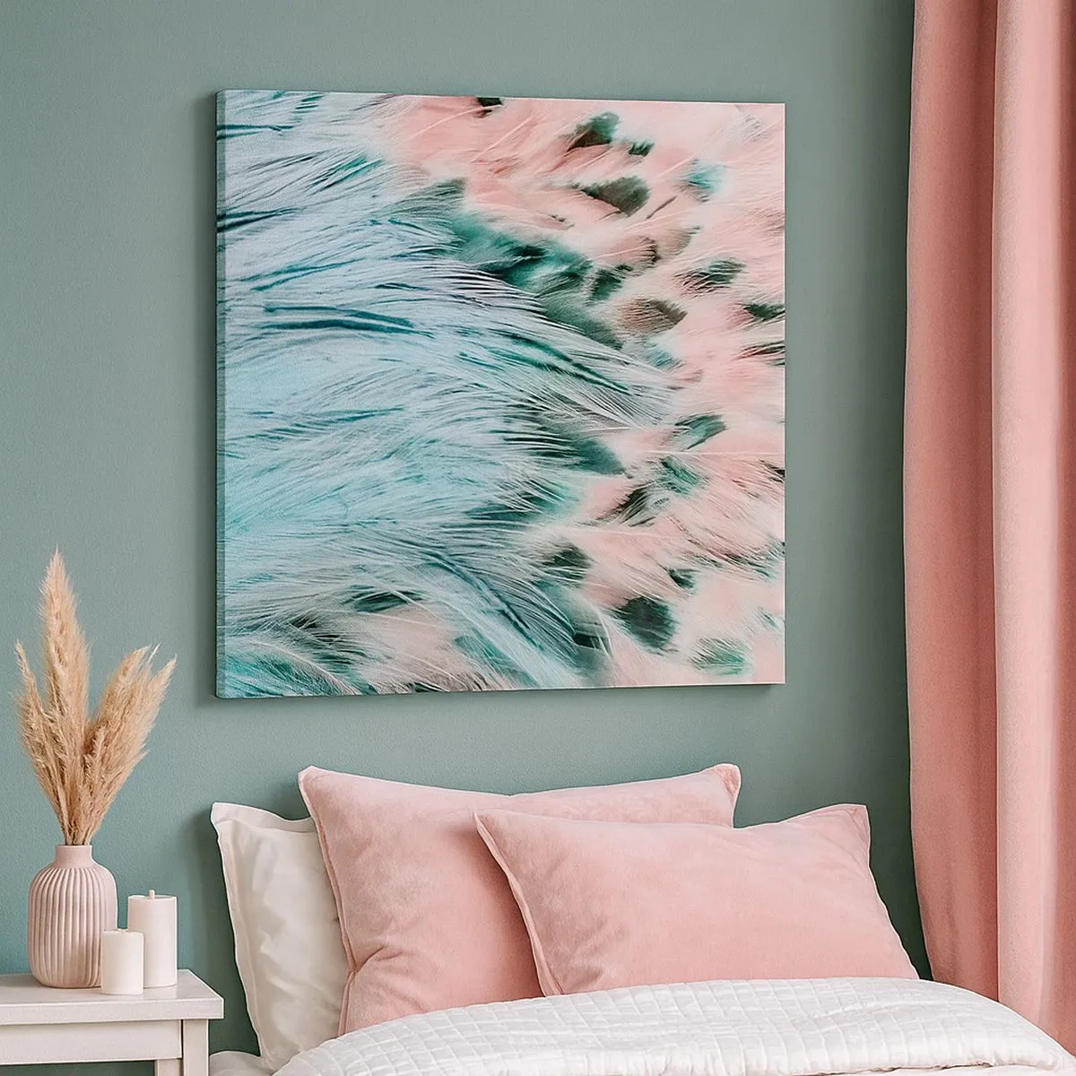 Obraz na płótnie - Szafirowo-różowy puch - 30x30 cm