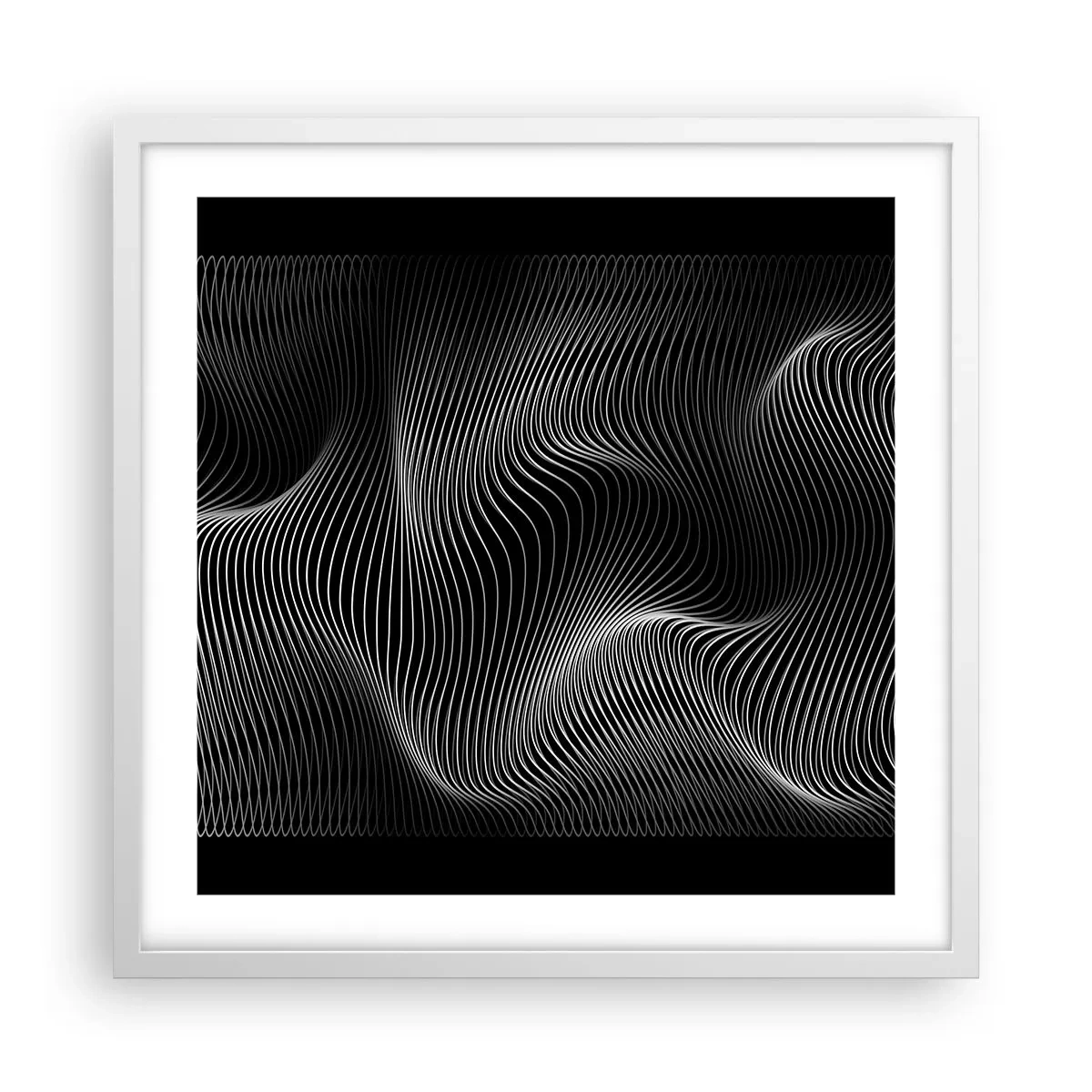 Plakat w białej ramie - Taniec światła w przestrzeni - 50x50 cm