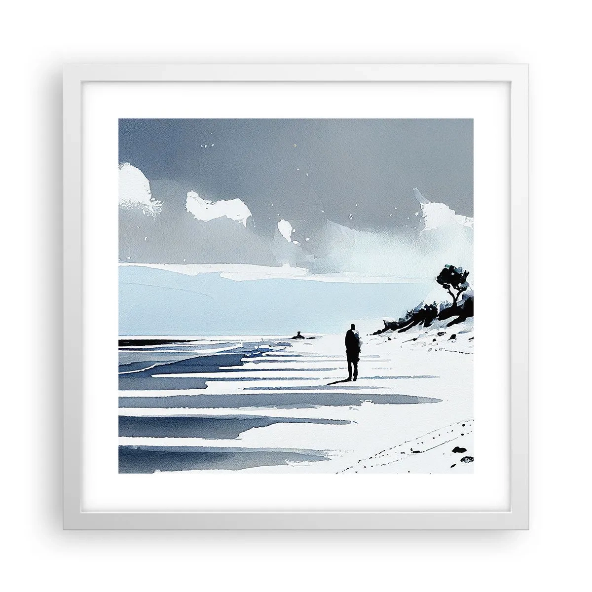 Plakat w białej ramie - Sam na sam - 40x40 cm