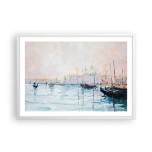 Plakat w białej ramie - Za wodą, za mgłą - 70x50 cm