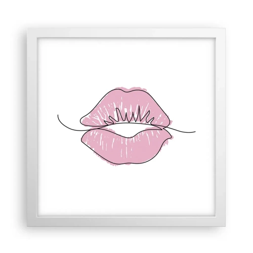 Plakat w białej ramie - Gotowy do pocałunku? - 30x30 cm