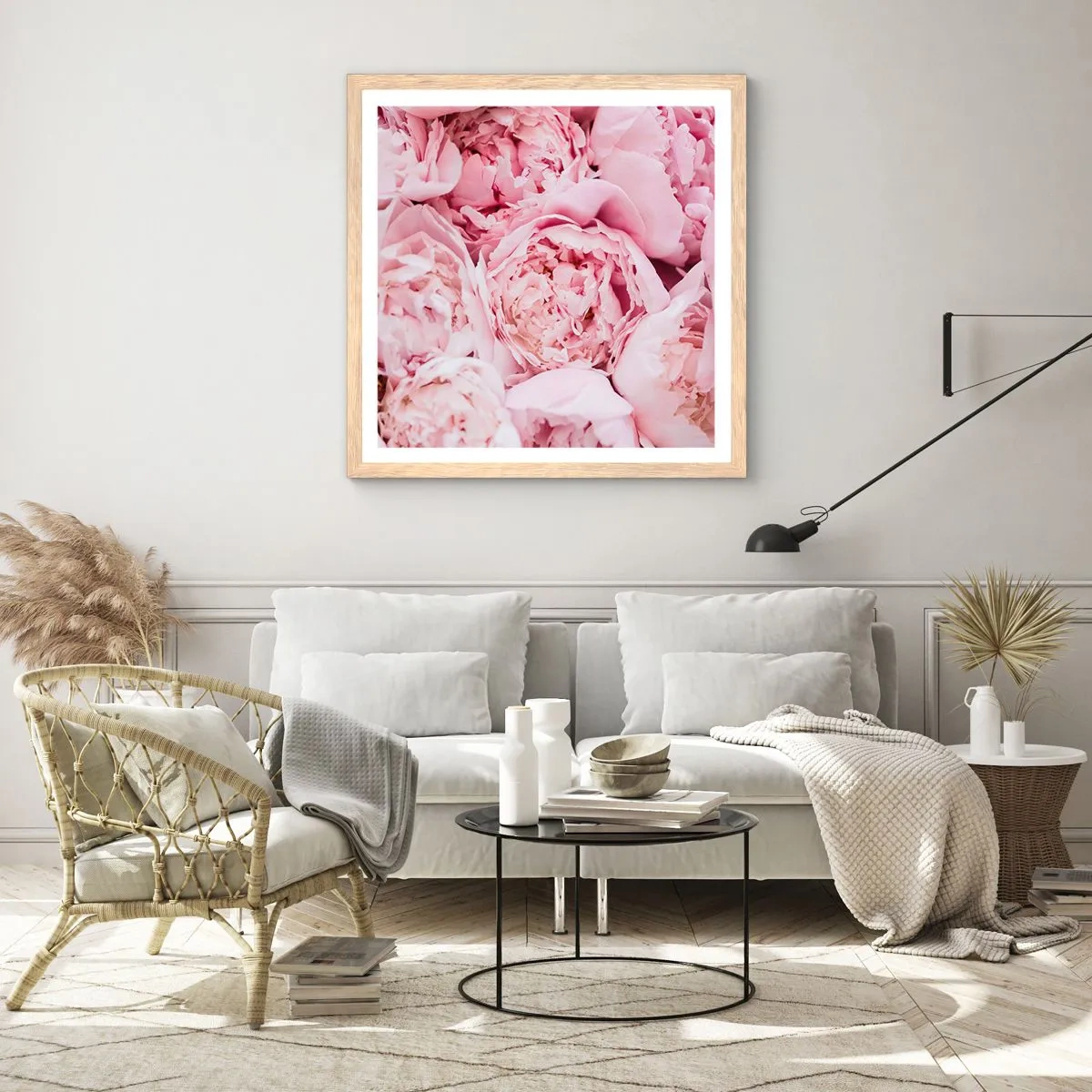 Plakat w ramie jasny dąb - Przytulone i pachnące - 50x50 cm