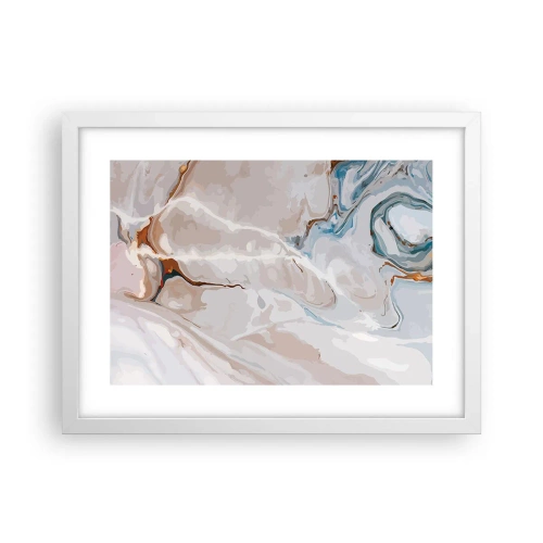 Plakat w białej ramie - Błękitne meandry pod bielą - 40x30 cm