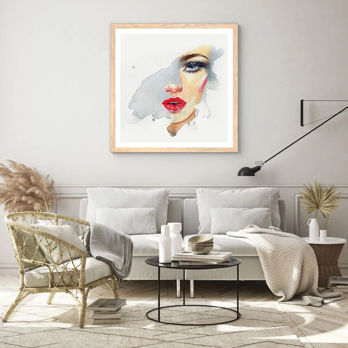 Plakat w ramie jasny dąb - Odbicie w kropli wody - 50x50 cm