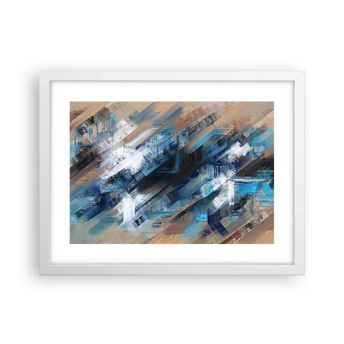 Plakat w białej ramie - Po błękitnym skosie - 40x30 cm