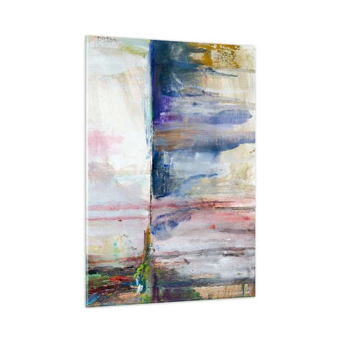 Obraz na szkle - Kolorowa abstrakcja z dynamicznymi smugami i teksturą farby - 50x70cm - Barwne wrażenia i skojarzenia - Nowoczesna dekoracja ścienna do salonu, kuchni i sypialni ARTTOR