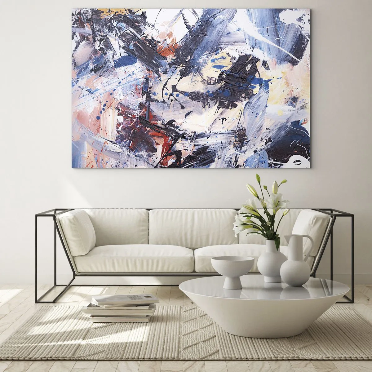 Obraz na szkle - Abstrakcyjne malowidło w intensywnych kolorach - 70x50cm - Szalony taniec abstrakcji - Nowoczesna dekoracja ścienna do salonu i sypialni ARTTOR