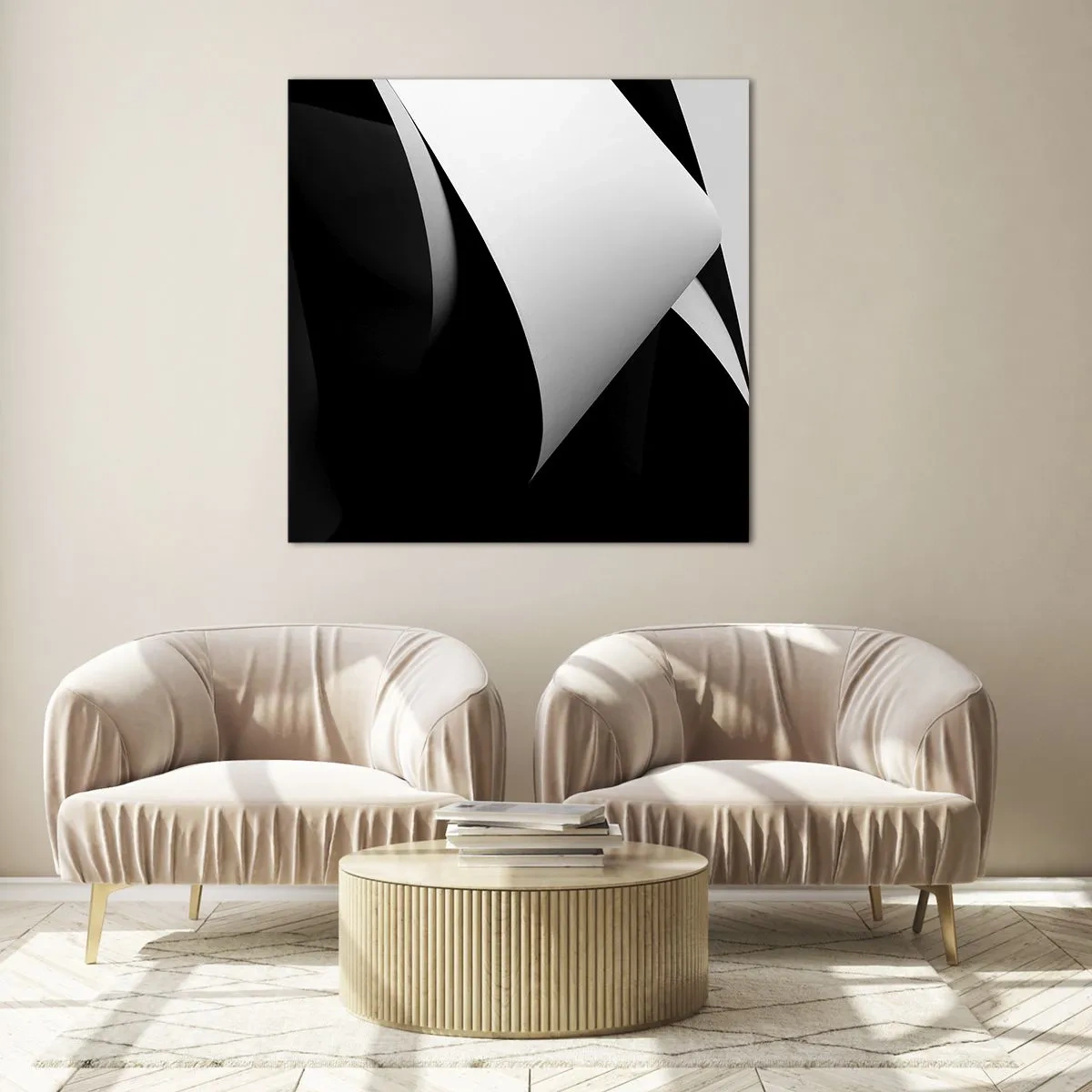 Obraz na szkle - Płaszczyzny światła z głębi cienia - 60x60 cm