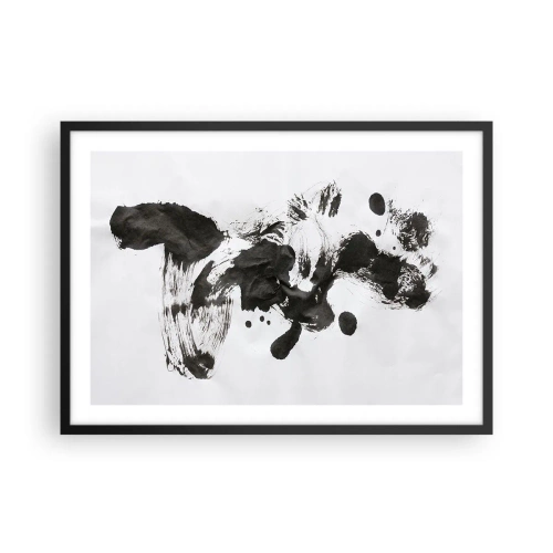 Plakat w czarnej ramie - Abstrakcyjna kompozycja czarnych plam na białym tle - 70x50cm - W szaleństwie metoda? - Nowoczesna dekoracja ścienna do salonu i sypialni ARTTOR