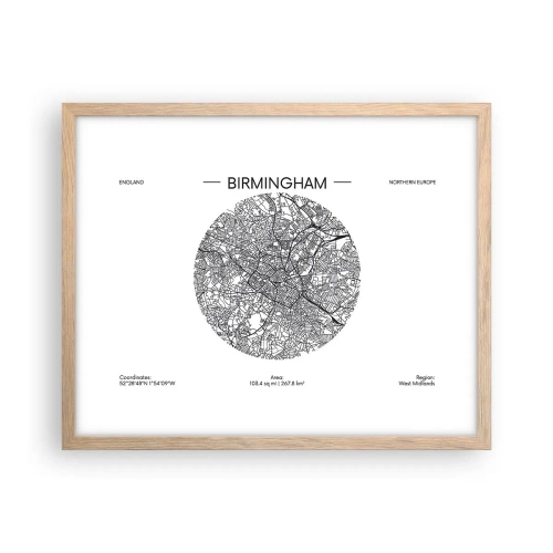 Plakat w ramie jasny dąb - Anatomia Birmingham - 50x40 cm
