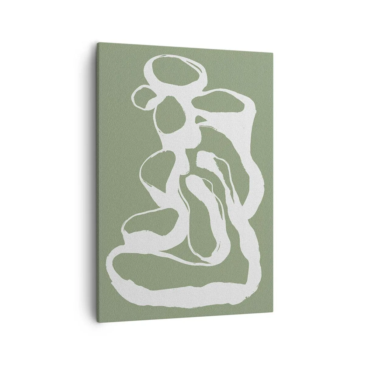 Obraz na płótnie - Minimalistyczna abstrakcja w odcieniach zieleni i bieli - 50x70cm - Wołanie przestrzeni - Nowoczesna dekoracja ścienna do salonu, kuchni i sypialni ARTTOR